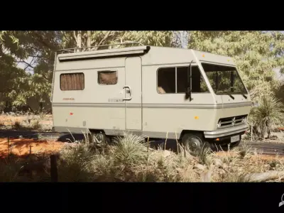 Hymer-Mobil Bedford Blitz 1980 camper Low-poly 3D model