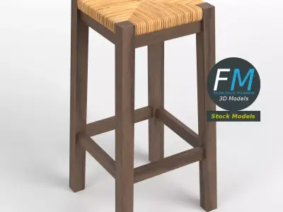 Wooden stool 2 3D model