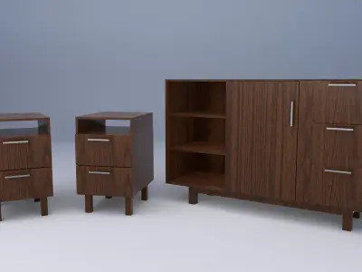 bedroom set with furniture 3D model