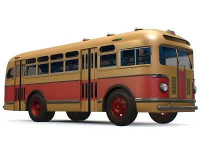 Retro USSR Soviet Vintage ZIS 155 154 City Bus Low-poly 3D model