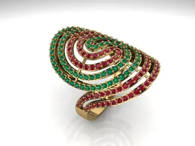 Luxury ruby emerald ring design 3D print model