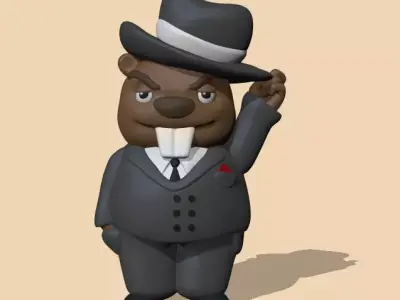 Cute Beaver gangster  3D print model