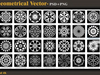 208 Geometrical Vectors-Alpha--tileable-seamless- 4K PNG-PSD  Texture