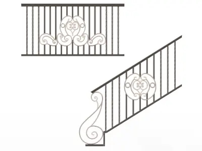 Forging Iron Forged Balcony Railing 07 3D model