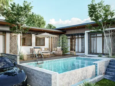 Tropical Luxury Pool Villa Modern Resort Style 3D Model 3D model