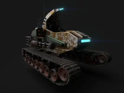 Cybertank futuristic vehicle Low-poly 3D model