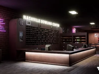 Bowling Alley Low-poly 3D model