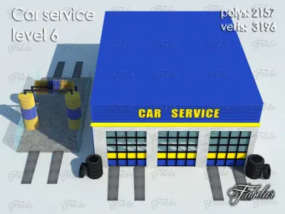 Car service level Low-poly 3D model
