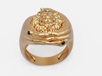 Lion hand ring Silver Gold  Print 3D print model