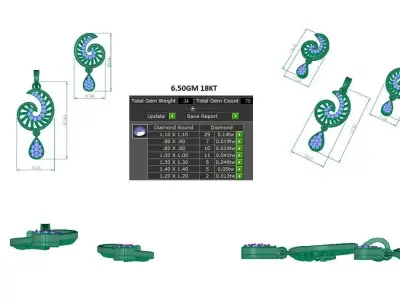 Pendant Earrings combo - 0075 3D print model
