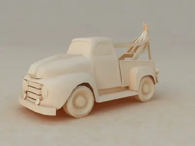 Origami cartoon trailers toy cars style trailers 3D model
