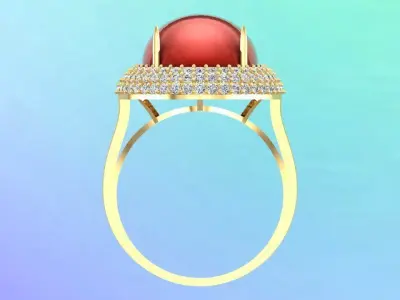 Gemstone Rings - Oval stone ring - Womens Rings 3D print model