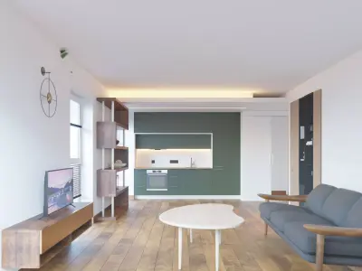 Blender Scene Stylish Living Room and Kitchen 3D model