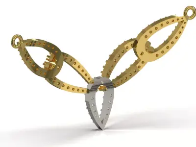 Collar Two Tone Paved Oval Chain Motif 3dm stl model jp0368 3D print model