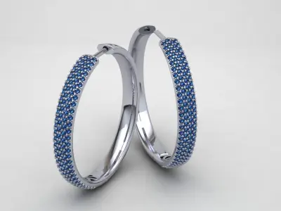 Hoop Diamonds Earrings 3D print model