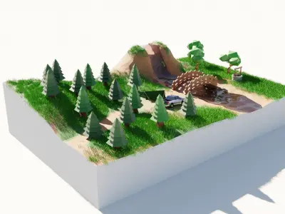 Low poly scene Free low-poly 3D model