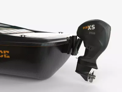 Black Fiber Speedboat 3D Model 3D model