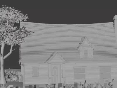 American Style Cottage Exterior 07 Low-poly 3D model