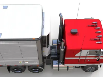 Peterbilt 362 van trailer truck Low-poly 3D model