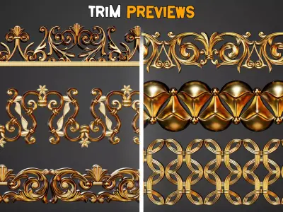50 Ornamental Trim Brushes   Vol 42 Low-poly 3D model