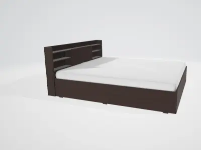 Box Bed with Storage Engineered Wood Queen Box Bed Low-poly 3D model
