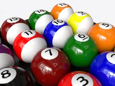 Billiard Pool Ball Set with Tray 3D model