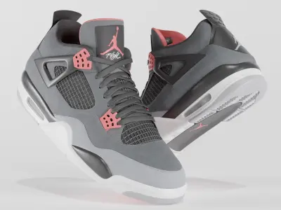 Jordan 4 Retro Infrared  Low-poly 3D model