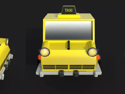 Low poly car taxi Low-poly 3D model