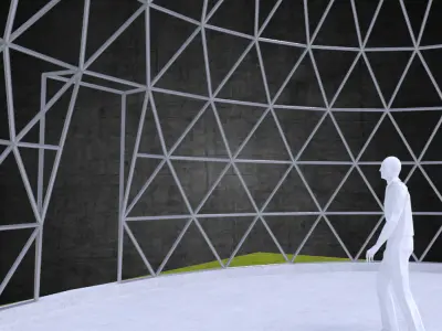 Pointed dome geodesic triangulated structure wire frame struts  Low-poly 3D model