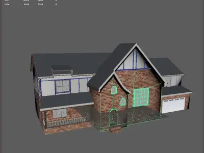 3d House with trees and flowers Low-poly 3D model