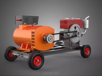 MOBILE EMERGENCY BACKUP DIESEL WHEELS ELECTRICAL GENERATOR SET 3D model