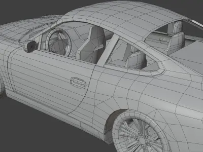 Generic Coupe Car With Interior Lowpoly 3D Model Low-poly 3D model