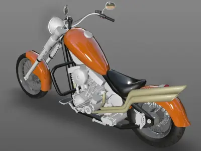 Harley Davidson Chopper Sports Bike 3D Model Game Ready Asset  Low-poly 3D model