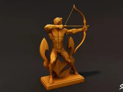 Golden Archery Statue Low-poly 3D model