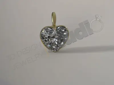 Luxury heart pendant with gems 3d model 3D print model