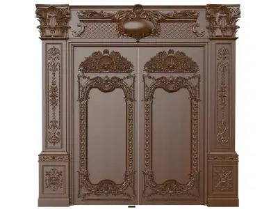 Royal style gold plated classic door G 3D model