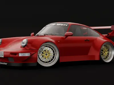 Porsche 911 RWB Low-poly 3D model