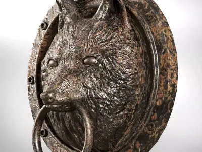 Wolf  Head Medalion - lowpoly PBR model Low-poly 3D model