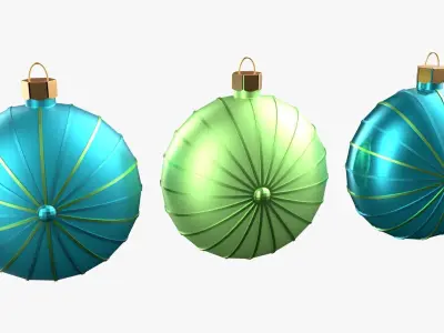Christmas Tree Ornament Set7 - Turquoise Green  Low-poly 3D model