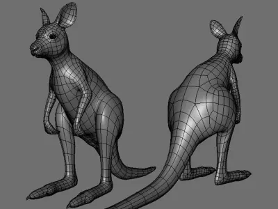 Kangaroo Baby BaseMesh Low-poly 3D model