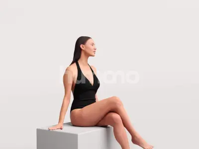  Humano Beautiful Woman in swimsuit sitting pool-2511-050-7602 3D model