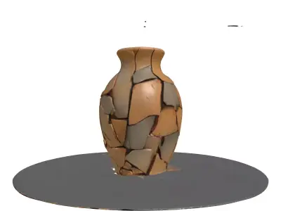 Rustic Fragmented Clay Vase Low-poly 3D model