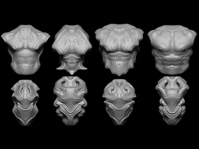 40 Creature Bust  Zbrush IMM Pack 3D model