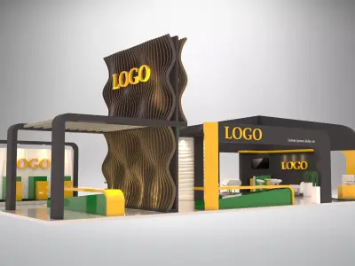 EXHIBITION-Booth-18x9 trade show booth with accents 3D model