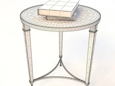 Global Views French Nickel End Table With Books 3D model