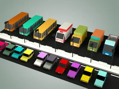 LOW POLY VEHICLE PACK Low-poly 3D model