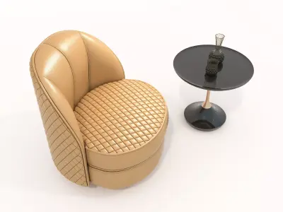 Modern Coffee Table and Armchair Set 65 3D model