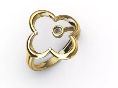 Minimal flower ring  3D print model
