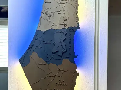 Israel 3D Map Wall Lamp model for 3D Printing 3D print model