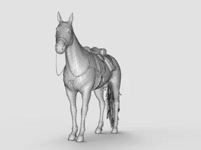 Horse with saddle 3D model